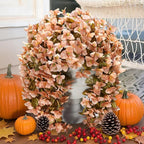 Bougainvillea Artificial Flowers Plants for Outdoors Outside Fall Autumn Decoration, 2 pcs Faux Silk Long Trailing Vines UV Resistant Look Real Brown Fake Flowers for Front Door Porch Planter Urn Yard