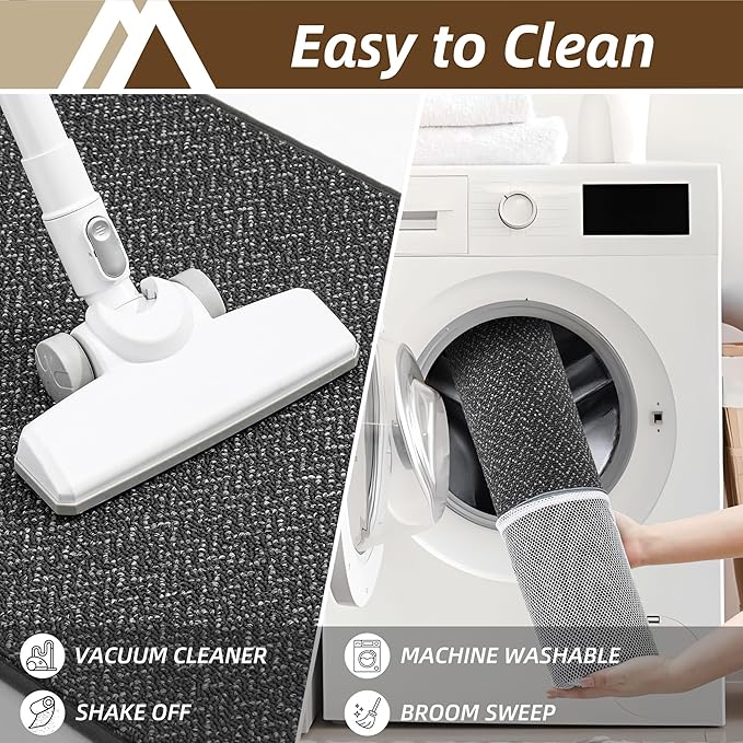 COSY HOMEER-Door-Mat 32"x48" Non Slip Absorbent Entryway Rugs Dirt Trapper Doormats Washable Entrance Mats Low Pile Welcome Floor Mat for Front Back Door and Entry Mats,Dark Grey