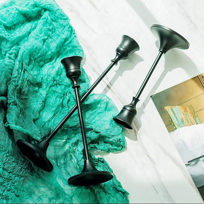 Romadedi Candlestick Holder Matte Black Candle Holder Set of 3 Decorative Candle Holder for Taper Candle for Fireplace Mantel Dinning Table Home Decorations Black 1 Set