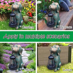 Dog Garden Statue Outdoor Décor with Solar Lights Lantern,Dog Solar Light Figurines Outside Decorations for Yard，Lawn ,Patio, Balcony, Unique Housewarming Gifts