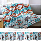 CASAAGUSTO Boho Sherpa Throw Blanket, Aztec Throw, Ultra Soft, Warm, Cozy, Plush, Thick Fleece Bohemian Throw Blanket for Couch, Bed, Sofa (Aqua 50 * 60 Inch)