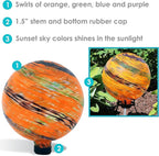 Sunnydaze 10-Inch Gazing Ball for Garden - Glass Gazing Globe for Outside - Garden Orb Yard Decor - Sunset Sky