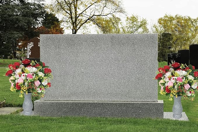 In Ground Headstones for Grave Decorations Memorials for Cemetery Vases for Flowers with Spikes (Floral Foam is Included)