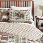 Rustic Cabin Full/Queen Size Quilt Set with Shams - All-Season, Lightweight, Reversible Bedspread - Lodge-Themed Summer Bedding Sets (Full/Queen, Hemlock Green/Brown).