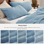 Bedsure Cotton Duvet Cover King - 100% Cotton Waffle Weave Grey Blue Duvet Cover King Size, GentleSoft™ and Breathable Bedding Set for All Season, 3 Pieces, 104"x90"