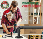 Curtain Rods for Windows 28 to 48 Inch, Black Adjustable Curtain Rod, Wrap Around Blackout Curtains Rod, Heavy Duty Industrial Curtains Rods, 1 Inch Outdoor/Indoor Drapery Pole 28-48"