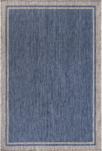 CAMILSON Outdoor Rug, 9x12 Bordered Navy Blue Gray Modern Large Area Rugs for Indoor and Outdoor Patios, Porches Waterproof Washable Porch Deck Outside Carpet (Bordered Navy, 9 x 12)