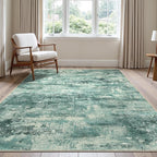 Area Rugs 10x12 for Living Room Bedroom, Modern Splash Abstract Machine Washable Rug, Large Soft Low Pile Floor Cover with Non Slip Backing for Dining Room, Teal Green
