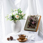 8 Inch White Ceramic Vase - Rustic Vintage Decorative Vase for Home - Farmhouse Pottery Vase for Flowers - Modern Vintage Dining Table Centerpiece， Lyeec Vases Set