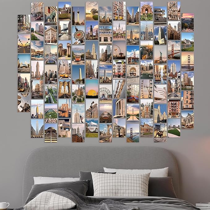 Y2K BOO Urban Wall Collage Kit - 100 Aesthetic Posters Featuring Famous American Cities & Landmarks, Trendy 4"x6" Prints for Teen Bedroom, Dorm Room & Apartment Wall Decor