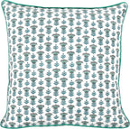 Ridhi Modern Farmhouse Pillow Covers Decorative Cotton Throw Pillow Covers Set of 2 Aquamarine Blue Cushion Covers for Boho Couch Sofa Bed Living Room Spring Home Decor 20x20