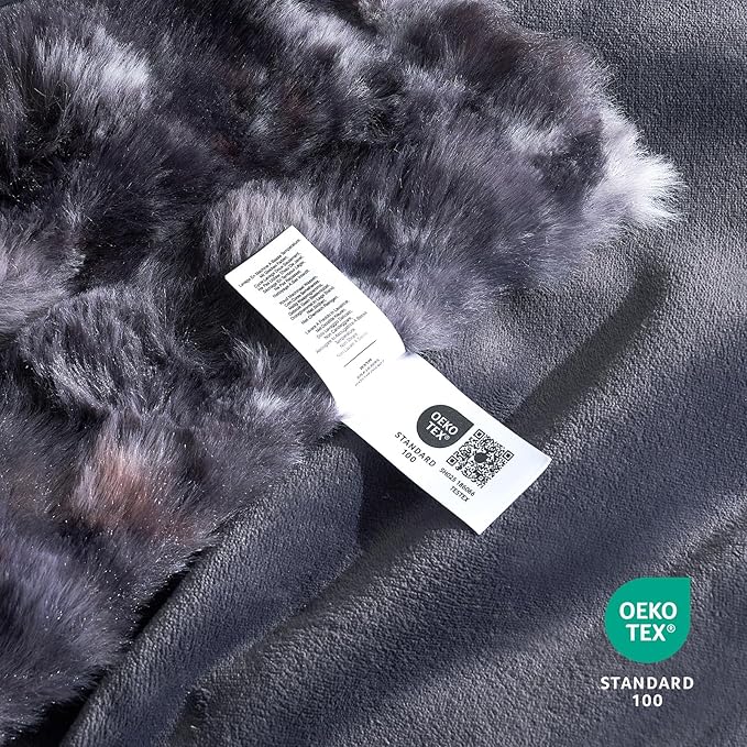 Cozy Bliss Faux Fur Throw Blanket for Couch, Fuzzy Soft Plush Thick Bubble Blanket for Sofa Bedroom Living Room, 90 * 90 Inches Tie Dye Black