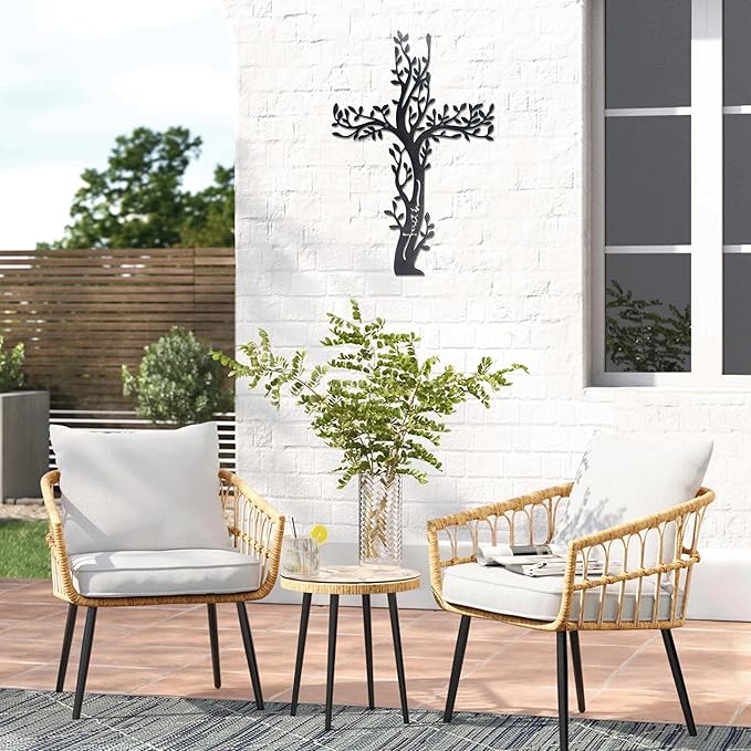 Ecqizer Unique Tree of Life Wall Cross, Artistic Cross Wall Decor, Ideal for Home & Kitchen, Subtle Wall Sculpture Art, 16 Ã— 11 Inch, balck