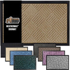 GORILLA GRIP 100% Waterproof All-Season WeatherMax Doormat US Designed Natural Rubber, Stain and Fade Resistant, Low Profile Indoor Outdoor Door Mats, Easy Clean Patio Mat, 23x35, Beige Diamond