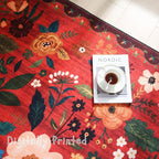 Door Mat Indoor Entrance 2x3 Rug Machine Washable Boho Floral Small Area Rug Non-Slip Low Pile Throw Rugs for Entryway, Kitchen, Front Door Indoor Entrance, Entry, Kids Room (Red)