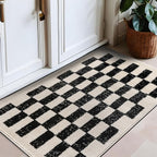 Rugshop Black and White Checkered Area Rug – High-Contrast Grid Pattern Carpet for Living Room, Bedroom, or Dorm – Trendy Contemporary Soft Floor Décor 2' 3" x 4' Black