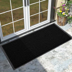 Yimobra Front Door Mat Outdoor Indoor Entrance, 100% Waterproof All-Season All Weather Doormat, Welcome Matt Outside Entry, Non Slip, Low Profile, Heavy Duty Patio Porch Floor Mats,47 x 24,Black