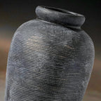 Rustic Vase, 11 inch Large Terracotta Flower Vase, Farmhouse Ceramic Pottery, Distressed Farmhouse Decor for Living Room, Shelf, Entryway, Room Decor, Black Bronze