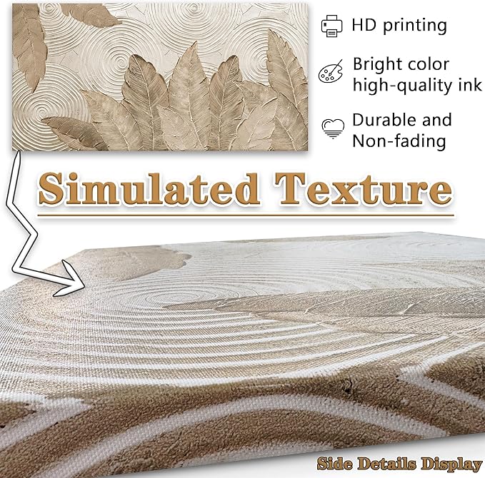 Minimalist & Modern Art for Bedroom Decor Framed Abstract Artwork for Walls Neutral & Contemporary Beige Wall art - Artwork for Living Room and Boho Style Large Abstract Wall Art 24×48IN