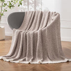 MIULEE Super Soft Throw Blanket for Couch, Taupe Cozy Fluffy Warm Blankets Lightweight Knit Throw Blankets for Sofa, Bed, Chair, Living Room, Camping, Picnic, 60 x 80 inch