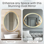 OVALCREST - Oval Wooden Beveled Wall Mirror for Home Decor, Bathroom, Vanity, Bedroom, Living Room, Hallway - London Style (Gold Leaf) 19.1 x 25.1