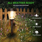 XMCOSY+ Solar Lights Pathway Outdoor - 2 LED Modes 10/25 LM Solar Powered Yard Garden Lighting, Waterproof IP65 Glass Stainless Steel Landscape Lights for Driveway Walkway Sidewalk Decor (Warm White)