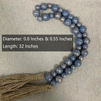Handcrafted Farmhouse Wooden Decorative Beads Garland, Table Tray Boho Wood Beads with Tassel, Small Rustic Antique Decor for Home and Events (Ocean Mist Gold)
