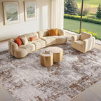 Tortania Washable 8x10 Area Rug for Living Room: Modern Abstract Neutral Large Soft Thin Rugs - Non Slip Indoor Carpet for Bedroom Dining Room Office Nursery Home Floor Decoration - Brown