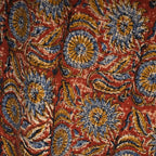 Handmade Cotton Throw Blanket | Floral Block Print in Orange & Navy | 48x70 Inches Fringed Bed Runner | Lightweight Boho Sofa Throw for Couch, Living Room & Bedroom Decor