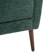 Accent Chair, Comfy Upholstered Living Room Chairs with High Tufted Backrest and Pillow, Wingback Reading Chair with Solid Wood Legs for Bedroom/Office, Chenille Fabric, Blackish Green
