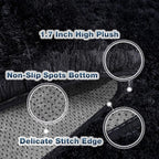 Large 8x10 Area Rugs for Living Room, Black Soft Shag Rug for Bedroom, Non-Slip Ultra Fluffy Rug, Modern Plush Carpet for Girls Boys Kids Room Dorm, Fuzzy Rug for Home Decor Aesthetic