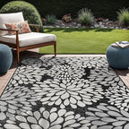 Beverly Rug Outdoor Rug 9x12 Modern Exotic Tropical Leaf Area Rugs for Indoor and Outdoor Patio Deck Porch Garden Water Resistant Washable Outside Carpet (9 x 12 Dark Gray)