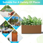 FENCY Large Metal Planter, Large Rectangular Planters for Outdoor Plants, Tall Outdoor Planters for Porch Patio, 38" L x 15" W x 16.3" H Brown Metal Planter with Drainage Hole