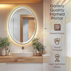 OVALCREST - Oval Wooden Beveled Wall Mirror for Home Decor, Bathroom, Vanity, Bedroom, Living Room, Hallway - London Style (Silver Spray) 17.1 x 21.1