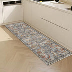 RUGSURE Washable Area Rugs - Perfect for Living Room, Bedroom, Kids Room, Nursery - Stain & Water Resistant Non-Slip, Pet & Child Friendly, Vintage Tribal Area Rugs (Turmeric and Grey, 2'6'' x 8')