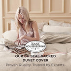 Bedsure Cotton Duvet Cover Set - 100% Cotton Waffle Weave Beige Duvet Cover Oversized Queen Size, GentleSoft™ and Breathable Bedding Set for All Season, 3 Pieces, 98"x98"