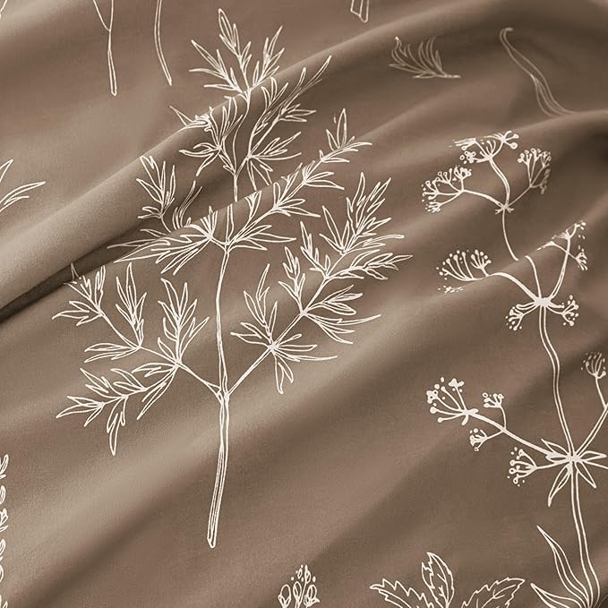 Love's cabin Light Taupe Twin Comforter Set - Twin XL Size Dorm Bedding, 2 Pieces Cute Floral Bedding Comforter Set, Soft Reversible Flowers Comforter, 1 Comforter & 1 Pillow Sham