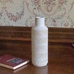 Rustic Ceramic Vase for Living Room Bedroom 11.02'' Antique White Flower Vase for Bouquet Fake Plant Home Decor Office Table Shelf Fireplace Centerpieces Retro Vintage Classic Modern