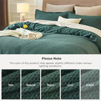 Bedsure Cotton Duvet Cover Queen - 100% Cotton Waffle Weave Forest Green Duvet Cover Queen Size, GentleSoft™ and Breathable Bedding Set for All Season, 3 Pieces, 90"x90"