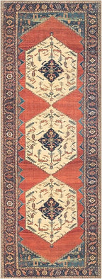 Keen Home Design 2x7 Rug - Machine Washable Runner Rug with Non-Slip Backing, Ideal for Hallway, Entryway, Kitchen, Laundry Room - Vintage, Easy Clean, Durable, Low Pile Rug - (2'6" x 7')