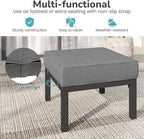 Solaste Outdoor Footstools Patio Ottoman Set of 2, Aluminum All-Weather Outdoor Footrest Seat with Removable Cushions, Patio Furniture Ottomans for Garden, Backyard, Poolside-Gray