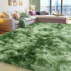 Large 8x10 Area Rugs for Living Room, Tie-Dyed Green Soft Shag Rug for Bedroom, Non-Slip Ultra Fluffy Rug, Modern Plush Carpet for Girls Boys Kids Room Dorm, Fuzzy Rug for Home Decor Aesthetic