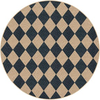 Lahome Checkered Round Rugs 6ft, Washable Easy Jute Circle Patio Rug Indoor Outdoor Rugs for Living Room, Farmhouse Natural Round Area Rug Contemporary Carpet for Entryway Backyard