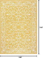 JONATHAN Y Vintage Filigree Indoor Outdoor Area Rug 9X12 Yellow/Cream, Charleston Textured Weave for Backyard, Patio, Porch, Easy-Cleaning, High Traffic, Pet-Friendly, Non-Shedding (SMB106L-9)