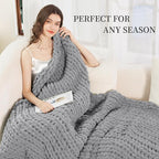 Admitrack Chunky Knit Blanket Throw, 100% Hand Knit Chenille Throw Blanket for Sofa & Home Decor, Soft and Cozy Knitted Throw Blankets (Dark Gray，51""x63""), XNR08