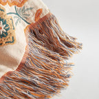 Boho Throw Blanket for Bed 80”x90”, 100% Cotton Woven Blanket for Couch Sofa, Ultra Soft 4-Layer Muslin Quilt with Floral Printed, Farmhouse Bed Blanket/Cover for Living Room Decor