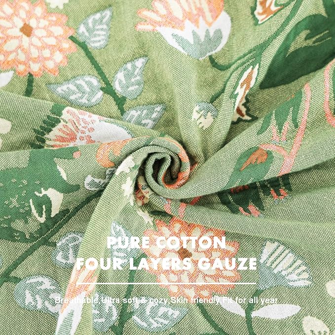 MSGKV Boho Throw Blanket for Couch and Sofa Cotton Blankets for Living Room Bedroom Reversable Florals and Animals Throw 60"x80" Breathable Cozy Blankets