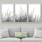 SIGNWIN 3 Piece Framed Canvas Wall Art Wild Grass Field Nature Wilderness Photography Abstract Contemporary Landscape Canvas Prints Home Artwork Decoration for Living Room,Bedroom - 16"x24"x3 White