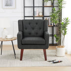 Accent Chair Button-Tufted Upholstered Living Room Chairs Comfy Reading Chair Mid Century Modern Chair with Linen Fabric Lounge Arm Chairs for Living Room Bedroom (Dark Grey)
