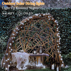 Solar String Lights 120LED 40FT, IP67 Waterproof Solar Lights for Outside with 8 Lighting Modes, Upgraded Solar Panel Fairy Lights for Garden Party Wedding Decorations (Cool White)